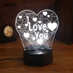 Световой современные основание светильника свет базы ночник 3D 3 цвета AC 85-265 В орнаментом подарок Дисплей светильник романтический