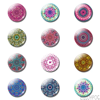 

12pcs Datura 30MM 25MM Fridge Magnets Yoga Buddhism Religious Stramonium Glass Dome Decoration Magnetic Refrigerator Stickers
