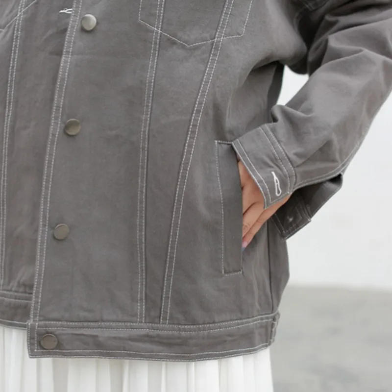 Casual Fashion Candy Colors Jean Jacket Women Korean Loose Pocket Denim Coat Women Minimalism Denim Jacket Woman Autumn 2019
