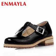 ENMAYLA/Демисезонная женская обувь на плоской подошве с Т-образным ремешком повседневная обувь на платформе на низком каблуке милые женские туфли для студентов