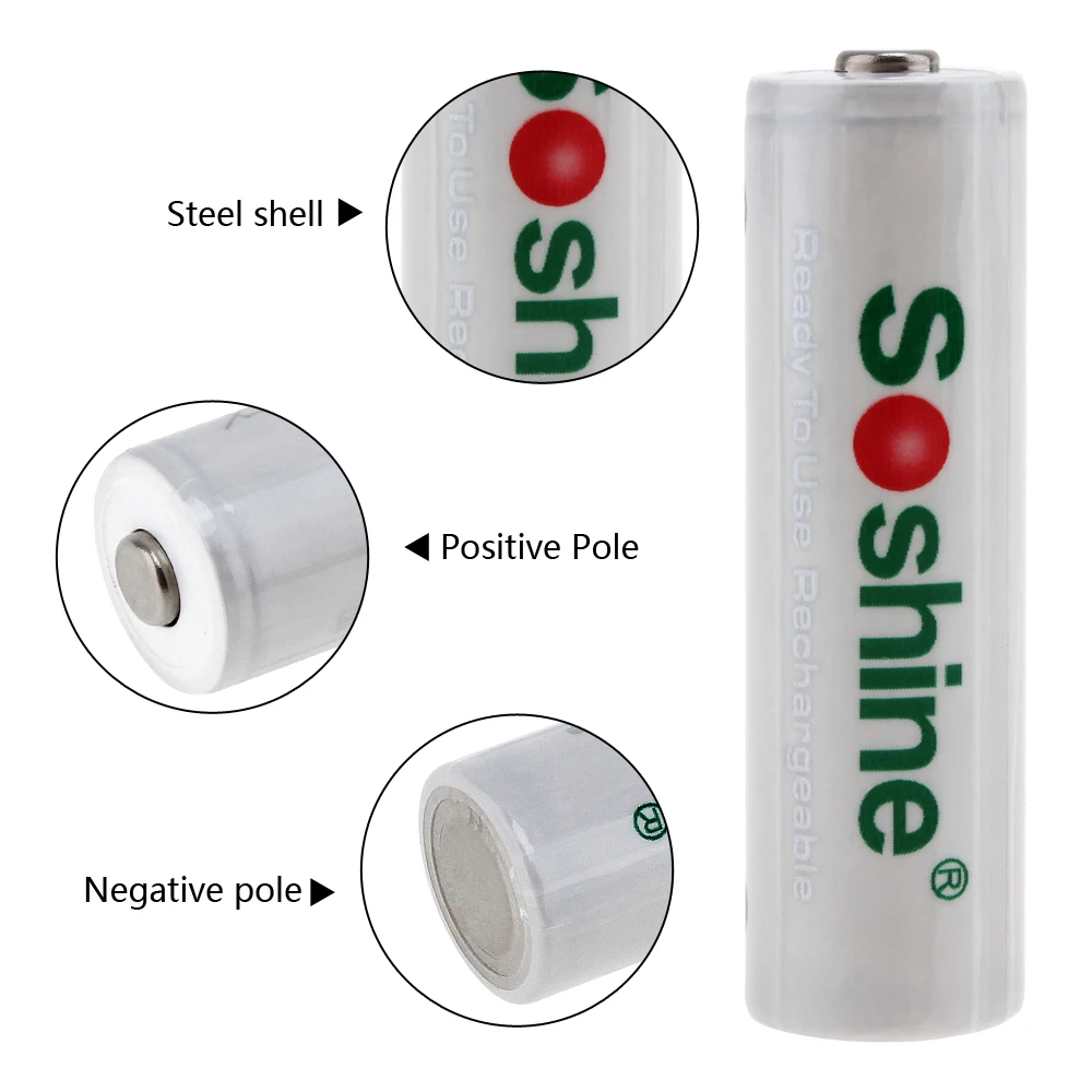 Soshine 1 2 V 2600mAh AA Аккумуляторная Ni MH батарея bateria recargable pilas recargables низкая саморазрядка