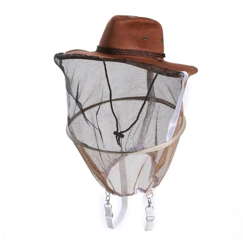 Шляпа пчеловода Ковбой шляпа Москитная пчелы, насекомые сетки вуаль защита для лица Пчеловодство шарф для кемпинга лицо защитные шляпы