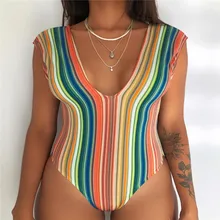 Летние цельные купальники для женщин купальники для девочек купальники сексуальные красочные полосатые боди Купальники для женщин танкини
