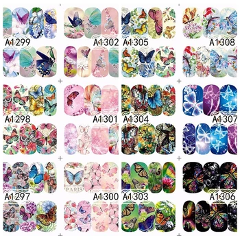 

12 Sheets 10Nails/Sheet Beautiful Fascinating Butterfly Pattern Designs Water Transfer Nail Art Stickers Decals DIY A1297-1308#