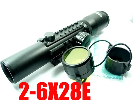 

Tactical Reticle 2-6X28E Airsoft Hunting Rifle Scope with Mil-Dot Mounting Rail Free shipping