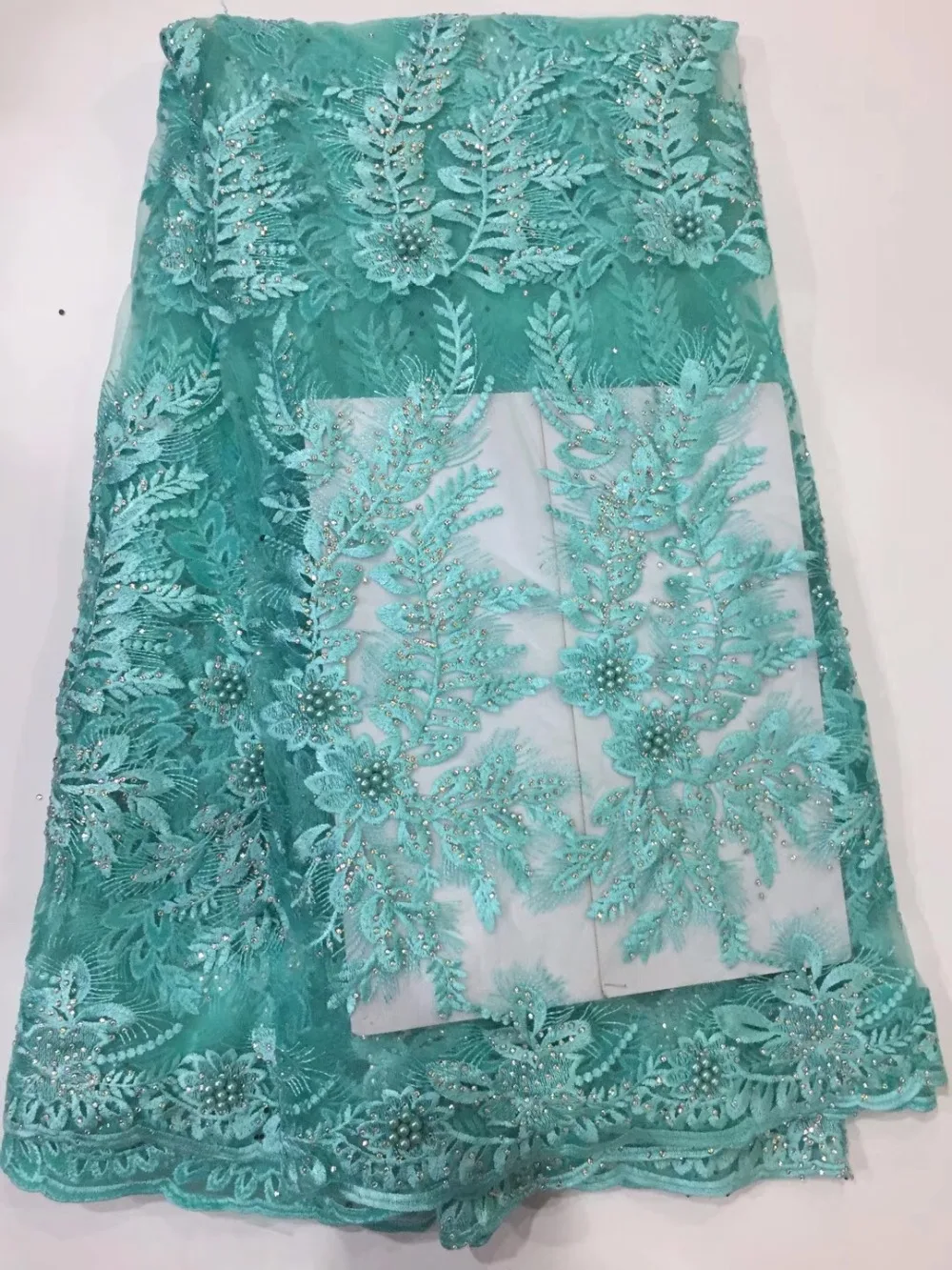 

African High Quality Lace With beads Fashion French Net Lace Fabric 2018 Latest African Mesh Lace