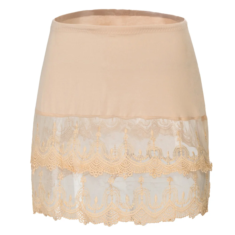 Women Lace Slip Skirt Extender A-line Bridal Floral Underskirt Petticoat Hoops