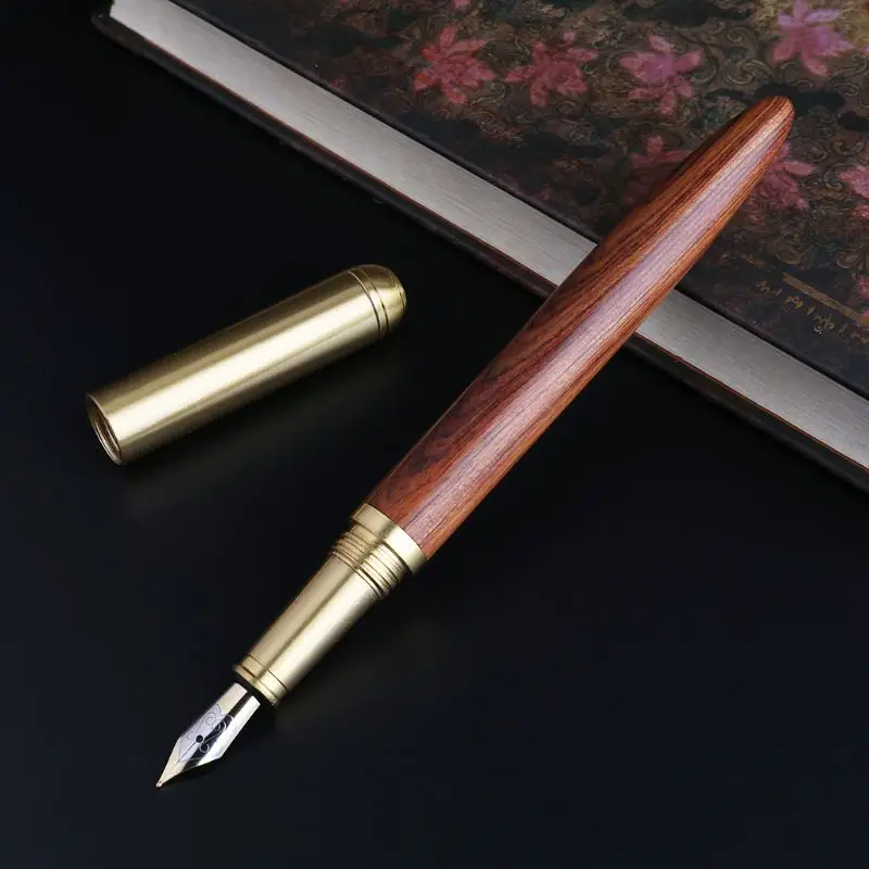 Винтажная роскошная деревянная медная авторучка, авторучка, тонкий наконечник, 0,7 мм, инструмент для письма, для путешествий, офиса, бизнеса
