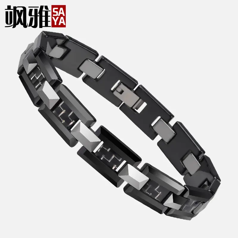 Hign качество мужской черный керамический и вольфрамовый H стиль звено браслет инкрустация углеродного волокна мужской подарок
