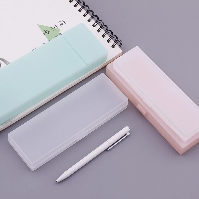 

1PC Multifunction Pure Color Plastic Student Pencil Case Home Office Storage High Quality Stationery Pouch Office Supply