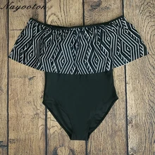 Монокини, пуш-ап, новая одежда для плавания, бразильские женские купальники, с открытыми плечами, Цельный купальник, с оборками, винтажный купальный костюм