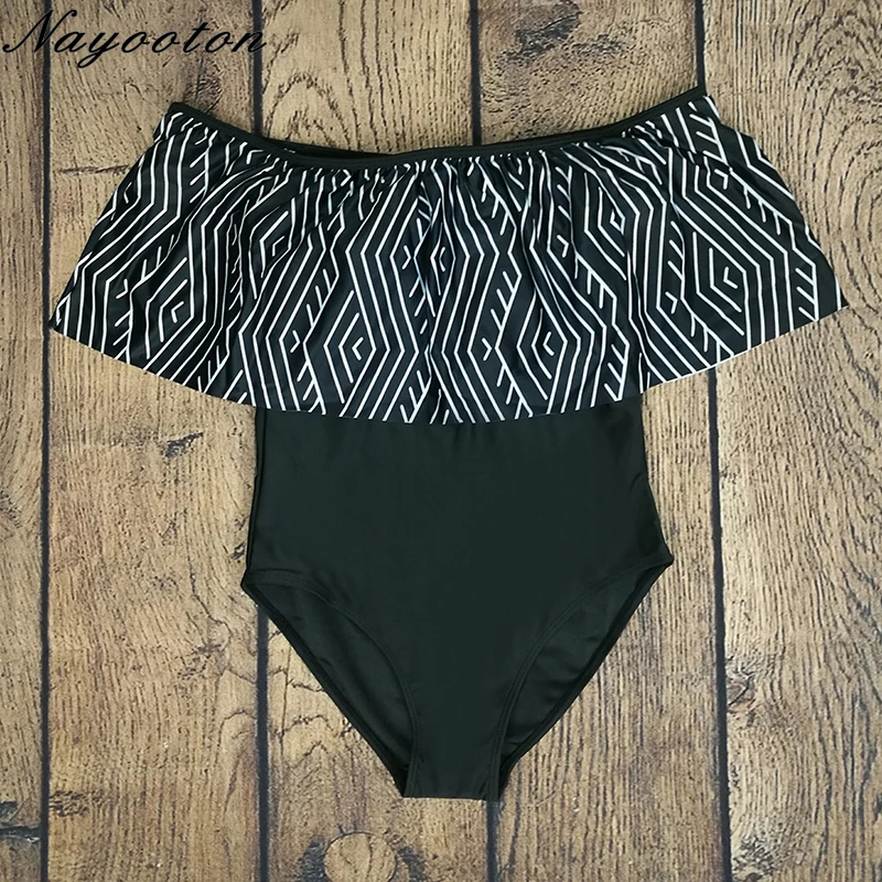 

Monokini 2017 Push Up New Swimwear Brazilian Women Swim Suits Off Shoulder One Piece Swimsuit Flouncing Vintage Bathing suit