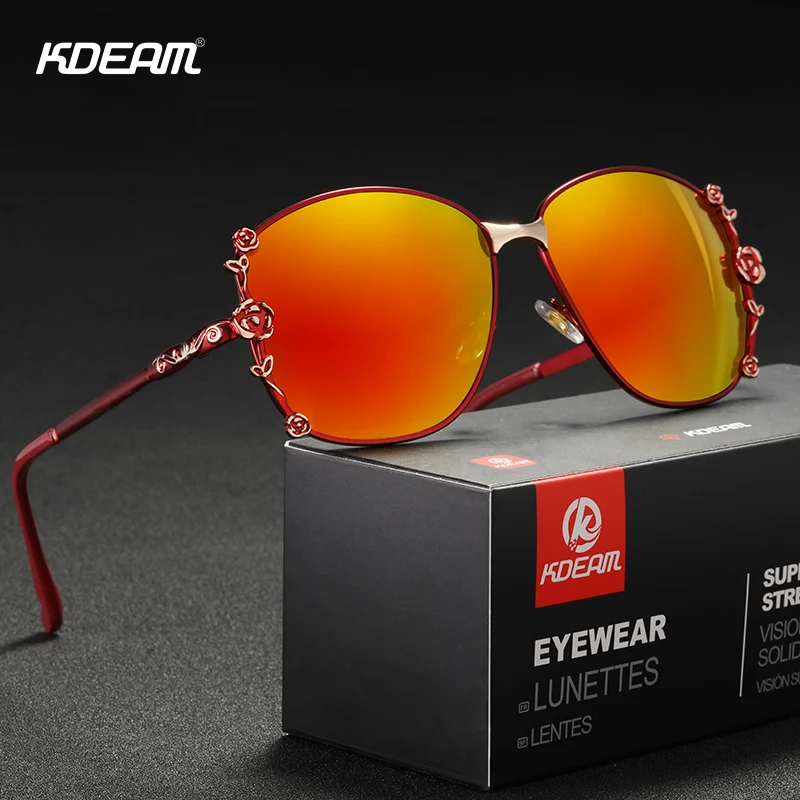 

KDEAM Carved Roses Design Fashion Sunglasses Women Oversized Butterfly Lady Sun Glasses Travel Shades KD2224