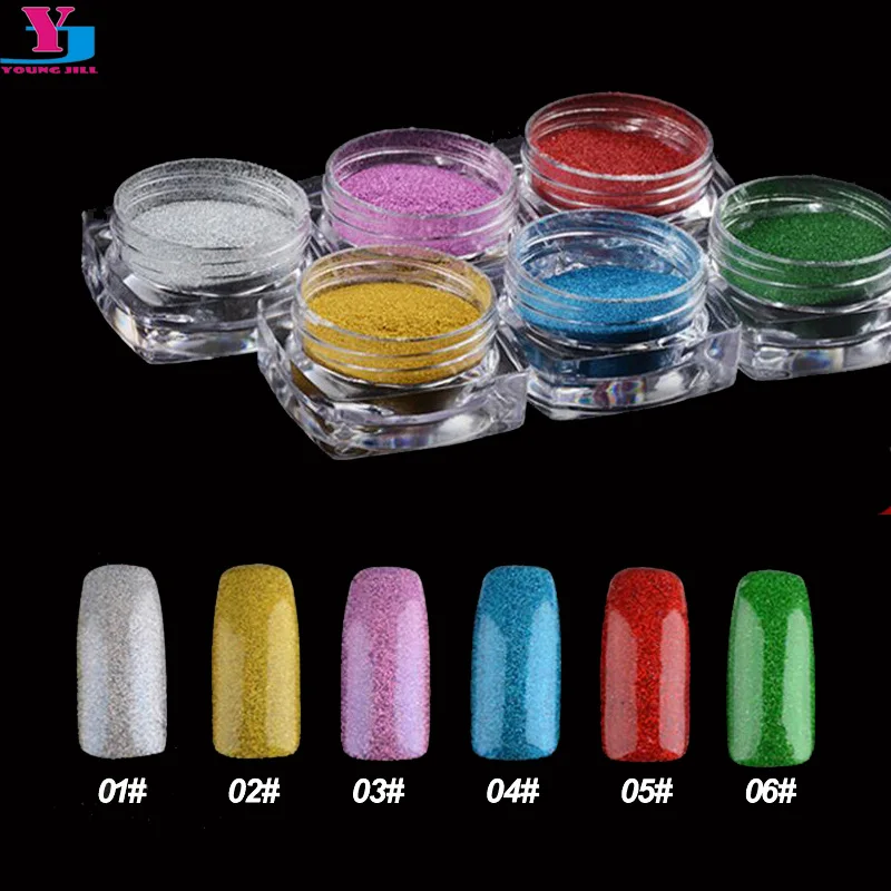

6pcs Magic Chrome 2g Laser Nail Art Glitter Powder Rainbow Shinning Mirror Pigment Fine Dust UV Gel Nail Polish Tools Wholesale