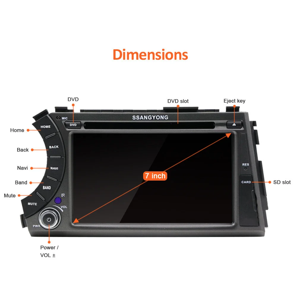 Clearance Eunavi 7" 2 din Android 8.1 TDA 7851 car dvd gps stereo for ssangyong Kyron Actyon 4G Wifi BT support DVR OBD2 1024*600 russian 2