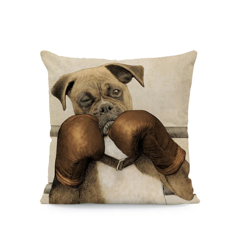 Чехлы для подушек в стиле ретро с изображением милых собак потертый боксер собака Английский бульдог бультерьер наволочка лиса диванная декоративная подушка