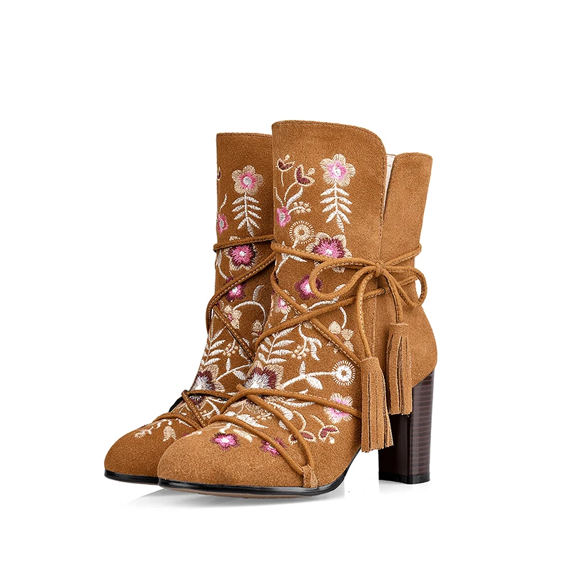 Cuero amarillo Piel Negro Genuino Martin Aiweiyi Marrón De Botas Encaje Invierno Vaca Negro 2018 Tobillo Mujer Caliente xaffIFYw1q