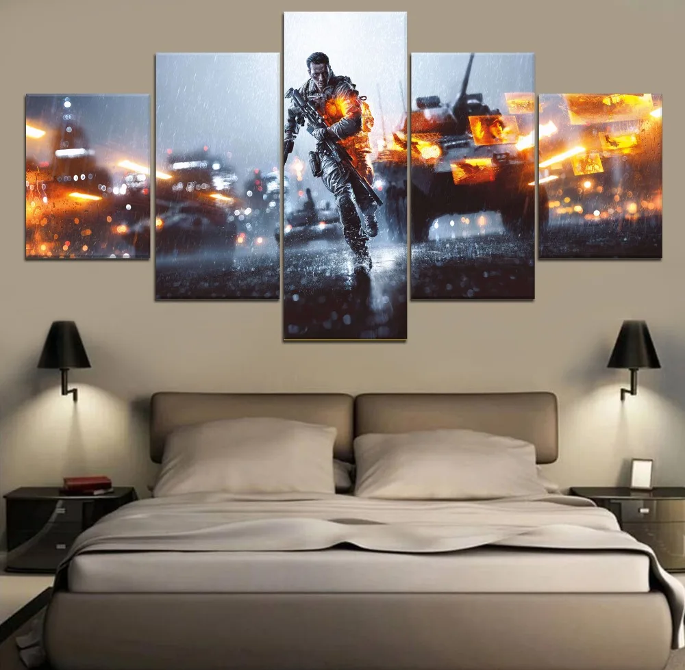 Игры Battlefield Home Decor современный 5 шт Картины Wall Art Холст Современные Картина на холсте HD печати Живопись стены в комнате картин