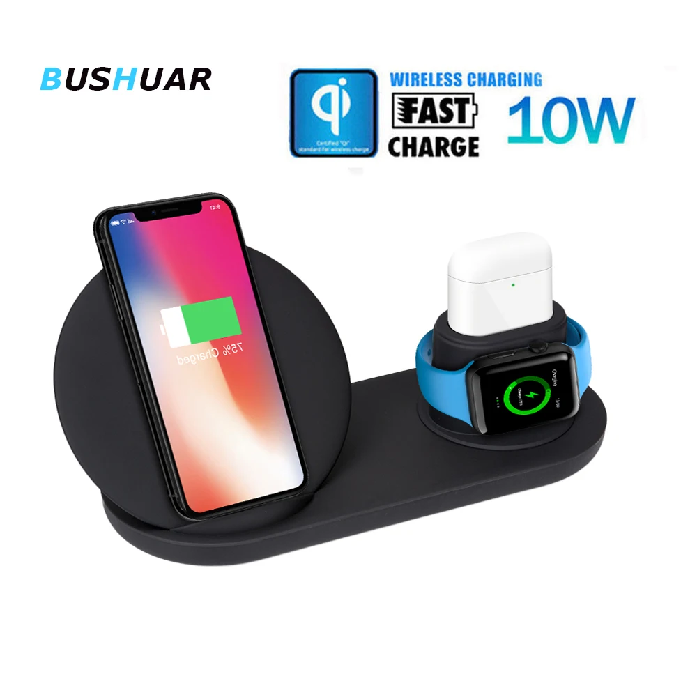 3 в 1 Беспроводное зарядное устройство для samsung S10 iPhone XR XS Max X8 Airpods быстрая