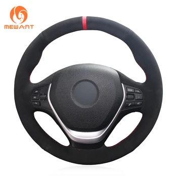 

MEWANT Black Suede Red Marker Car Steering Wheel Cover for BMW F20 F21 F22 F23 F30 F31 F34 F32 F33 F36
