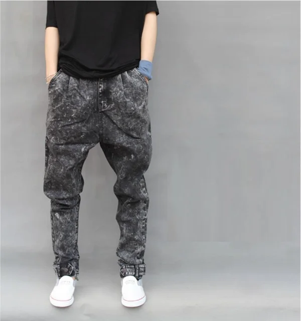 Tasca Over Hip Fit Cavallo Sized Jeans A Loose Casual Basso Harem Pantaloni Uomini Comfort nP0wXO8k