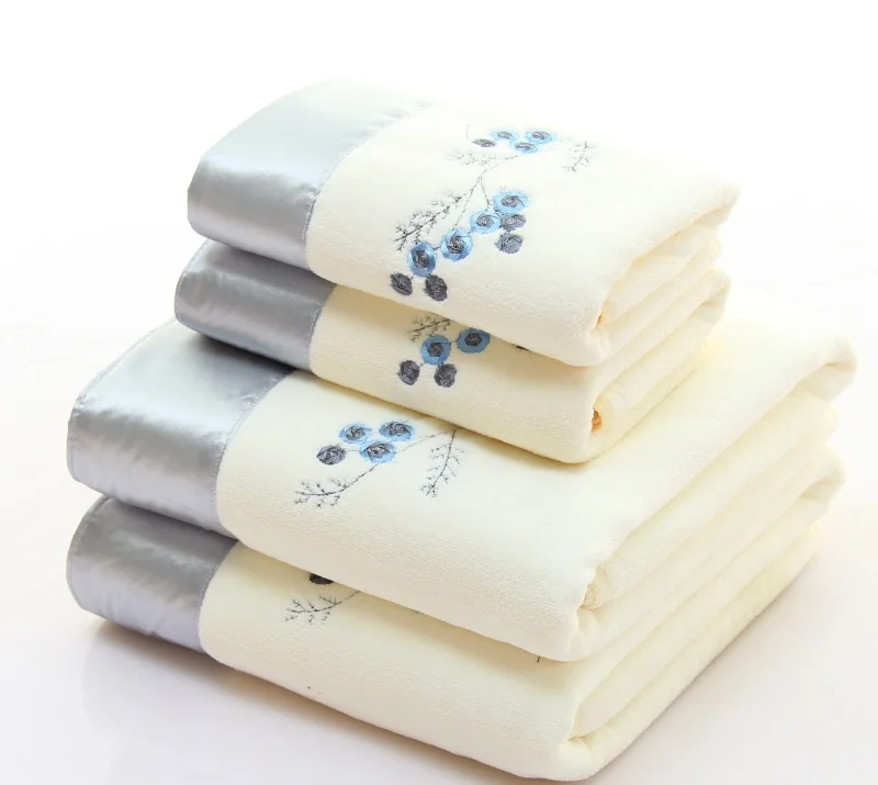 

2pcs/set Microfiber Silk Edge Towel Sets 1pc Face Towel 1pc Bath Towel Quick Dry Towels Bathroom for Adult Women Men Cartoon Kid