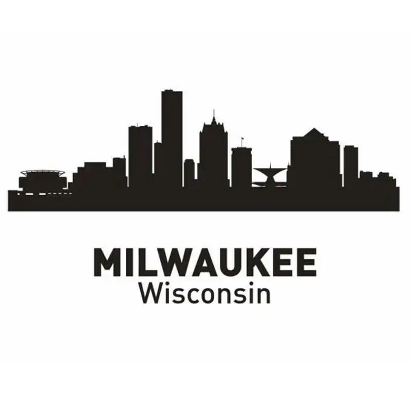 

MILWAUKEE City Decal Landmark Skyline Wall Stickers Sketch Decals Poster Parede Home Decor Sticker