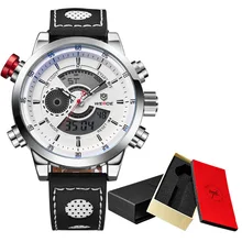 WEIDE Military Watches Men Luxury Brand Alarm Clock Japan Quartz Leather Strap Analog Digital Diving Men Wristwatch