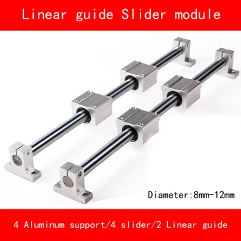 

Linear slide module 8-12mm 2 piece linear rail guide length 300mm-500mm 4 piece linear block 4 aluminum alloy support