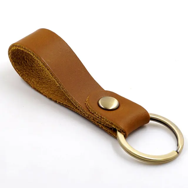 1 PCS High Quality Waist Belt Loop Brown Black Leather Strap Keyring