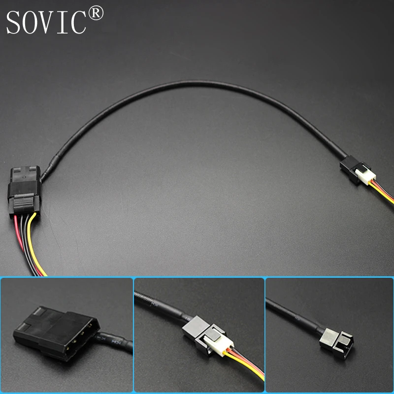 3 pin 4 pin Case Fan Power Extension Easycargo 30cm Case Fan Extension Cable 1-Pack PWM Fan Cable Extension