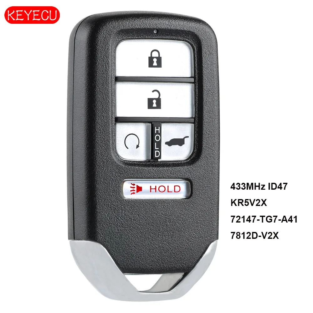 

Keyecu Replacement Smart Remote Key Fob 433MHz ID47 5 Button for Honda Pilot 2016-2018 - FCC: KR5V2X