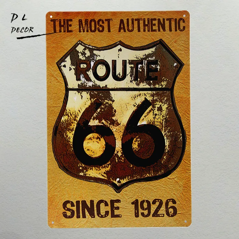 DL- Route 66 Nostalgic Historical Retro Vintage Metal Cool Sign Hot Rod wall decals