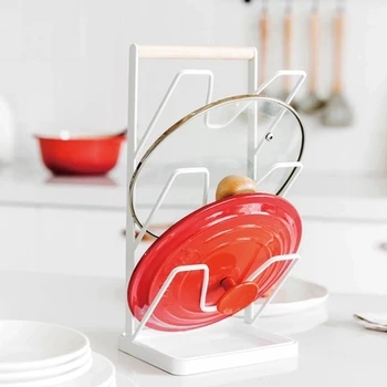 

Nordic wrought iron free punching pot cover cutting board rack shelf lid kitchen utensils rack