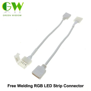 

RGB LED Strip Connector 4Pin 10mm Free Welding Connector For RGB Strip 5Pcs/Lot
