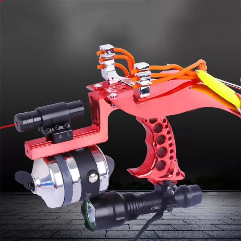 

Powerful Target Shooting Slingshot with Folding Wrist Catapult Professional Hunter Hunting Fishing Sling Shot With Flashlight