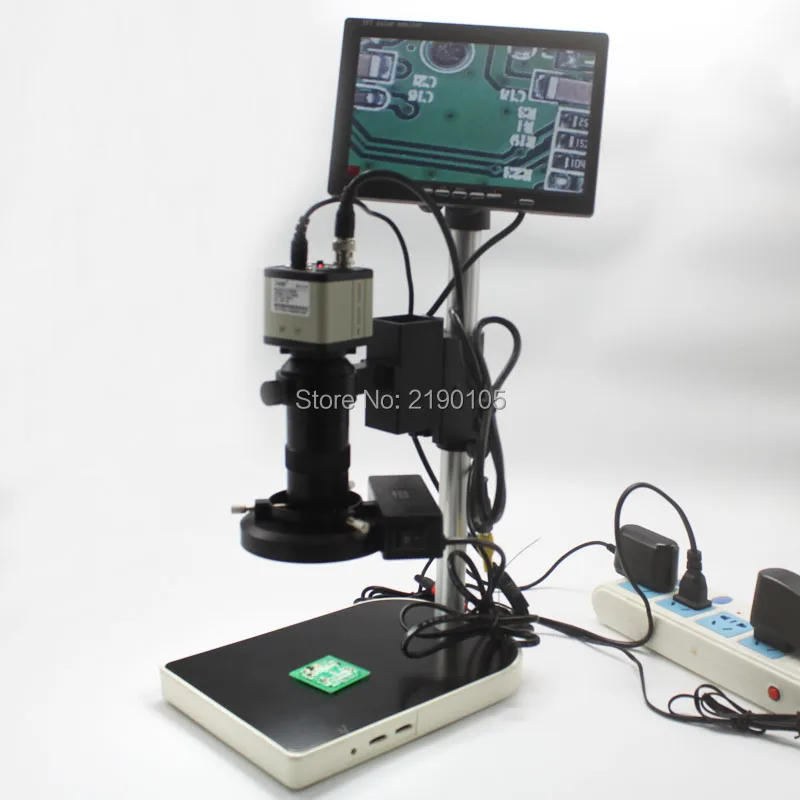

1/3 "CCD 800TVL Digital Industry Microscope Camera+130X C-Mount Lens BNC Color Video Output+Stand+Lights+7-inch HD Monitor
