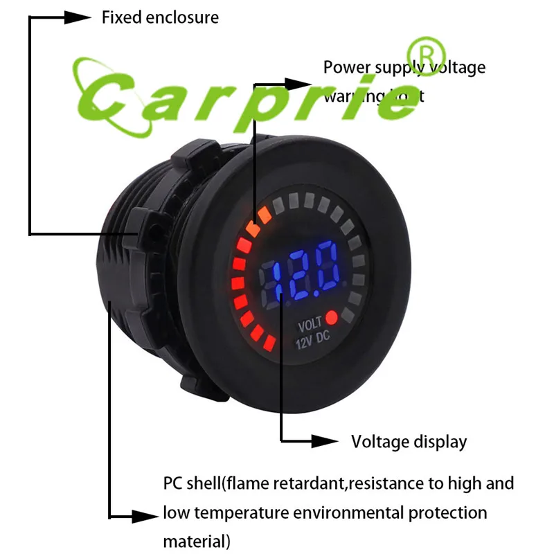 Авто 5 V-15 V автомобиль мотоцикл светодиодный DC Цифровой Дисплей вольтметр Водонепроницаемый метр feb15