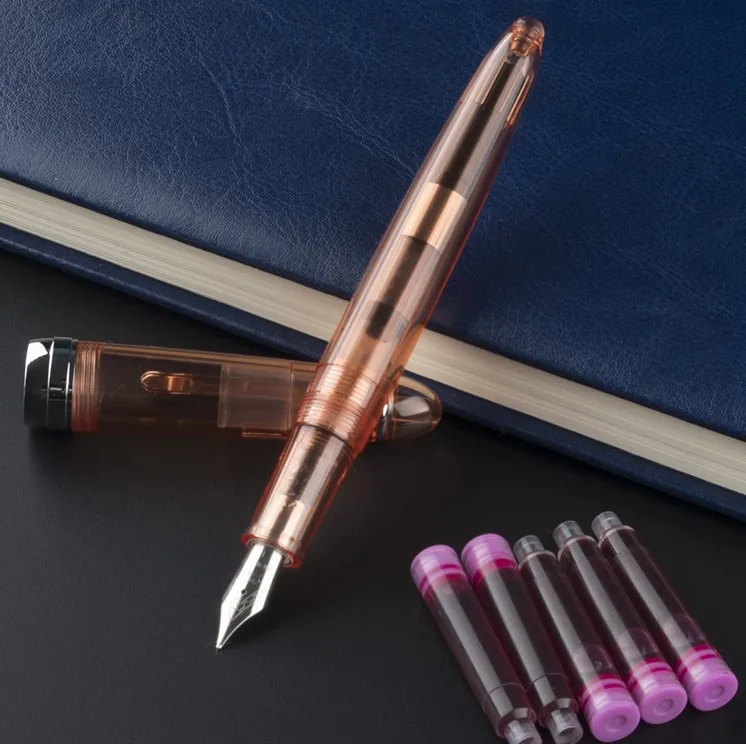 JINHAO 992 синий пластиковый прозрачный поворот клип в классическом стиле f перьевая ручка+ чернила словосочетания - Цвет: 20