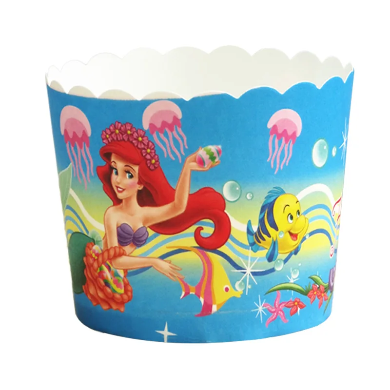 

50pcs Big Size The Mermaid Ariel Princess Fish Muffin Paper Cupcake Cups Wrapper Liners for Wedding Birthday Party DIY Baking