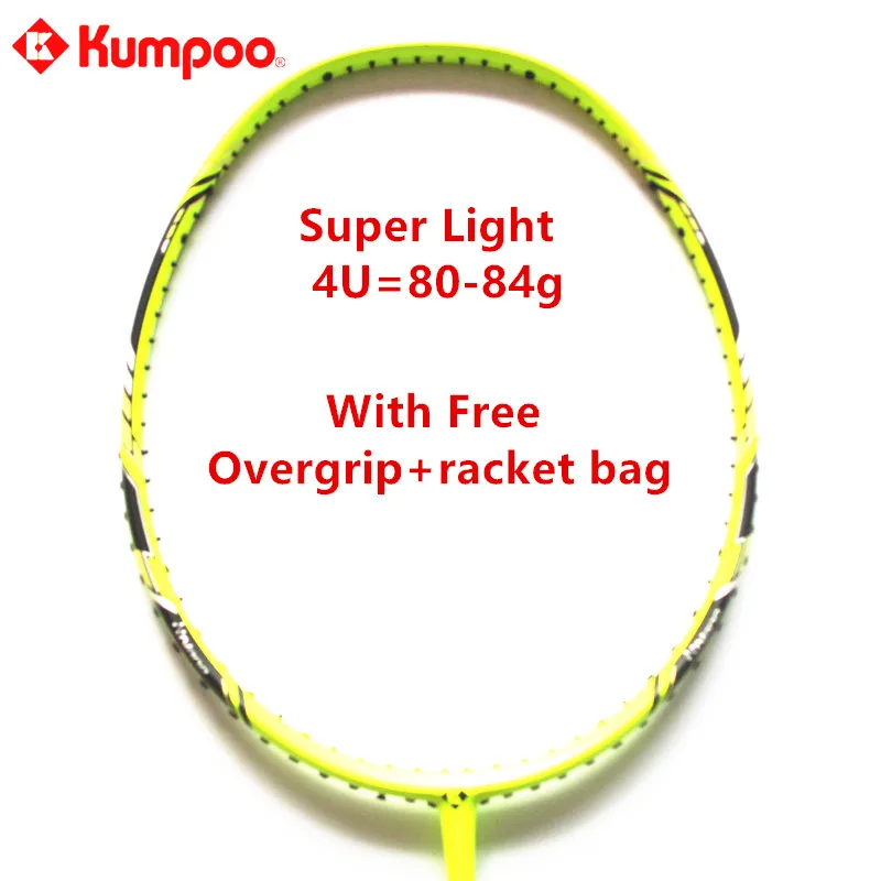 

Kumpoo Cheap Badminton Racket Super Light 4U 80-84g Full Carbon Ball Control Racquet with Gifts High Quality 5 Colors L810OLB