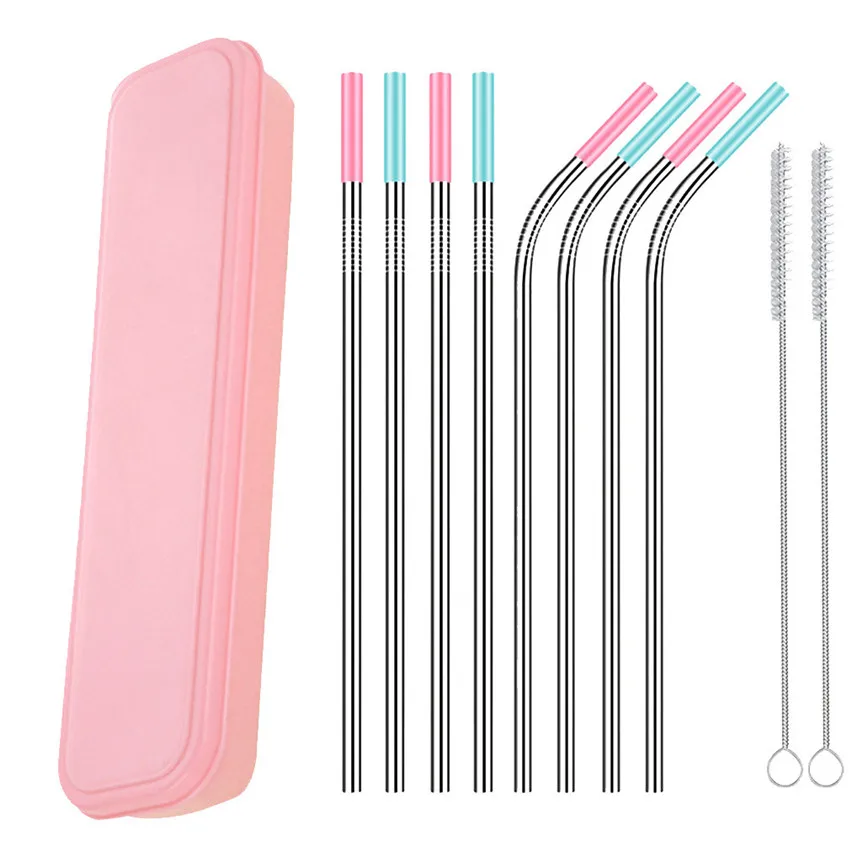 

Stainless Steel Drinking Straws with Cleaning Brushes and Storage Bag for Bubble & Boba Tea, Milkshakes Beverage Straw 9321#