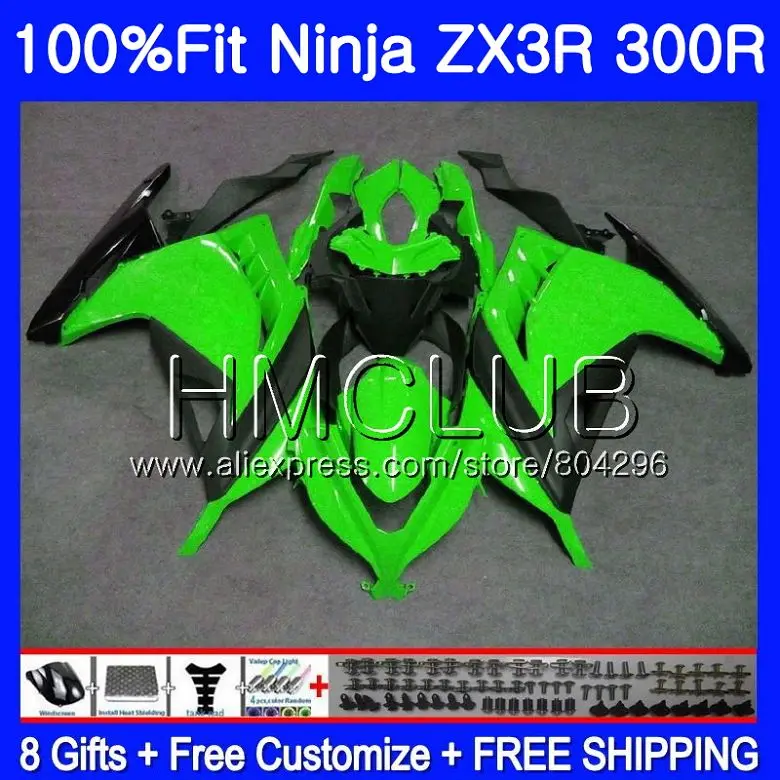 

Injection For KAWASAKI NINJA ZX3R EX 300 ZX 300R 13 14 15 10HM.9 Hot green EX300 ZX-300R ZX-3R ZX300R 2013 2014 2015 Fairing