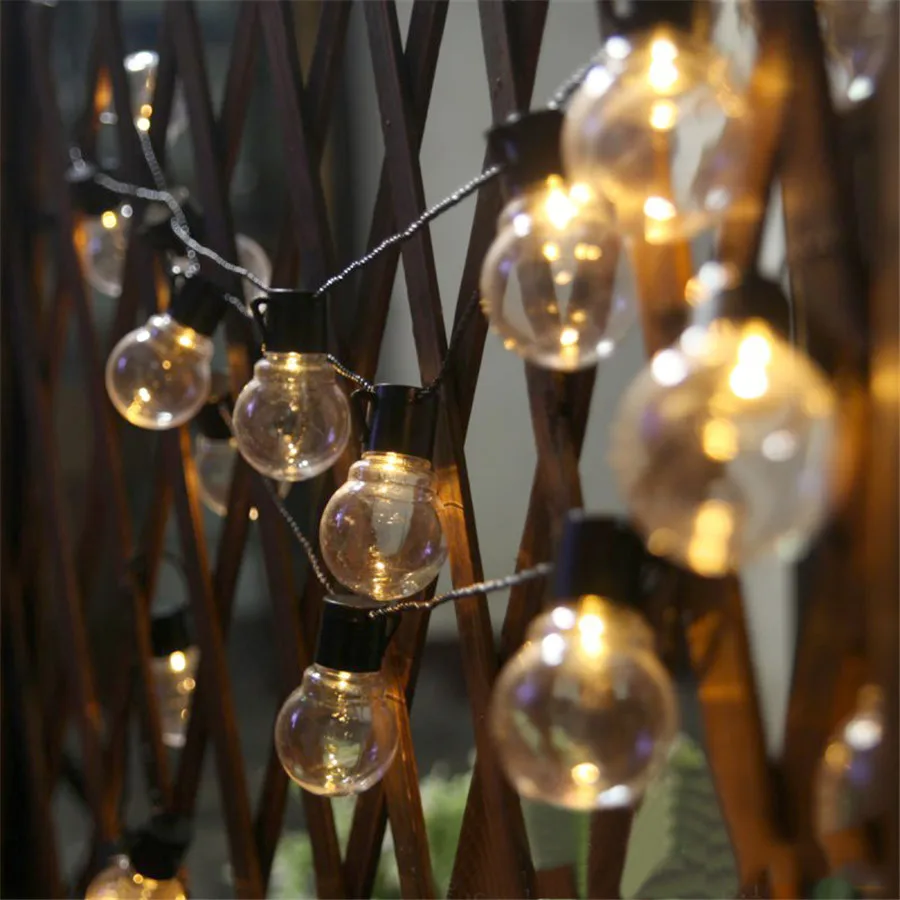 

Thrisdar 6.5M 30 LED Clear Globe Bulbs Solar Led String Fairy Light Outdoor Solar Globe Fairy Light Patio Party Wedding Garland