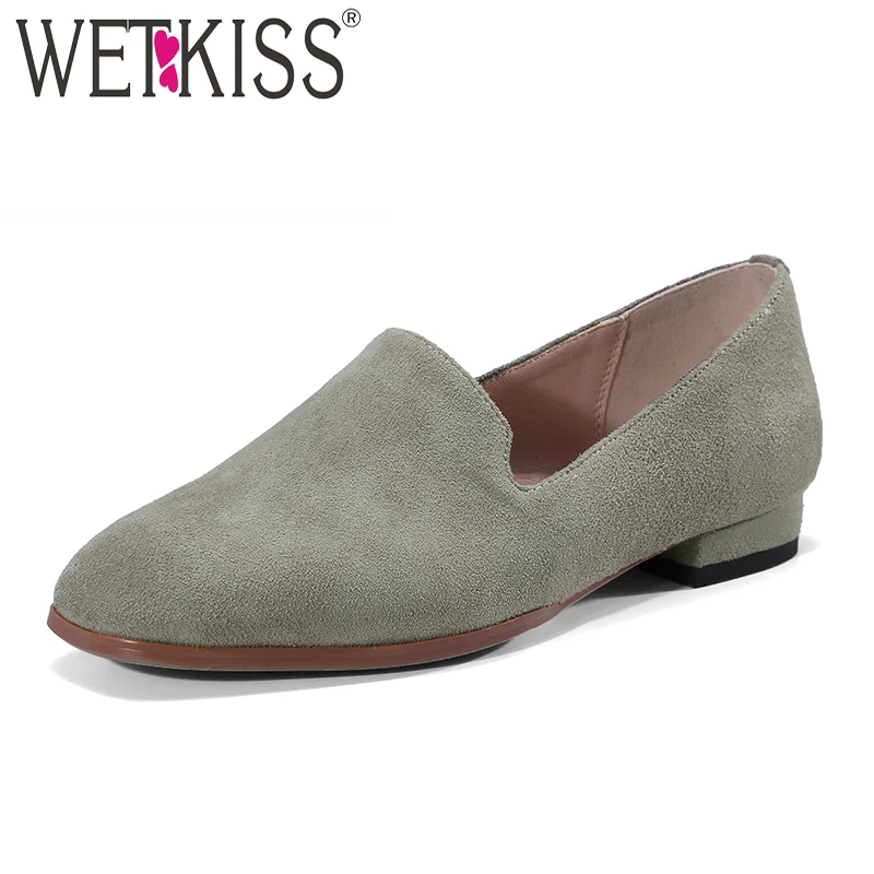 

WETKISS Shoes Size 33-40 Kid Suede Women Flats Square Toe Slip On Footwear 2019 New Handmade Spring Fashion Casual Ladies Shoes