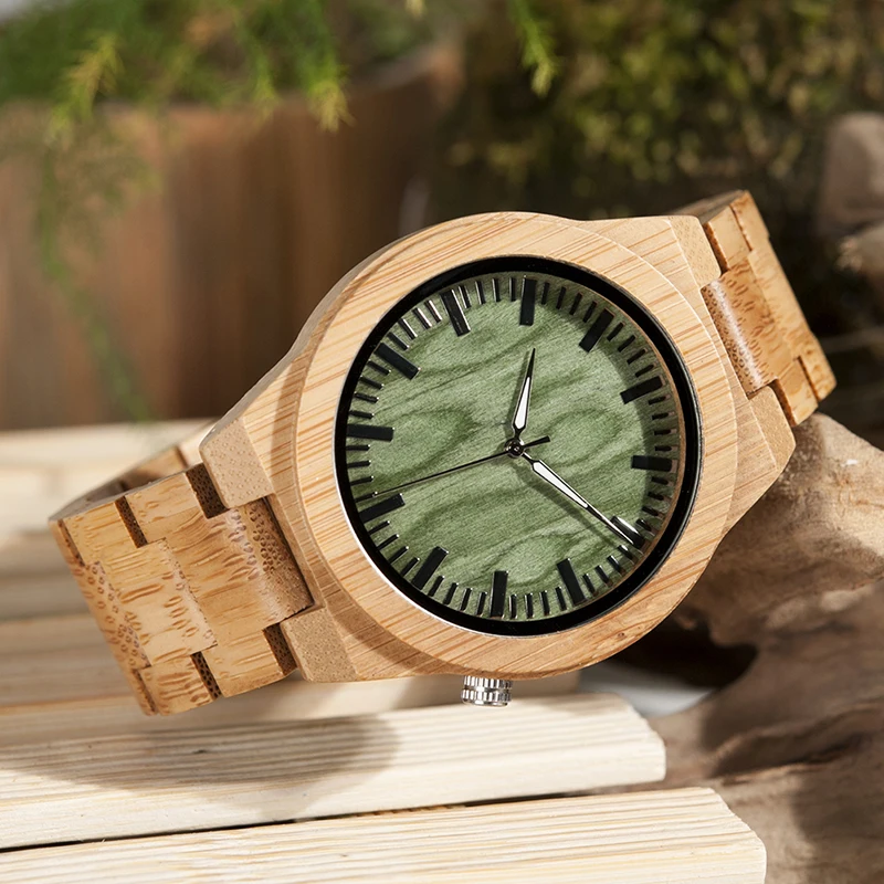 BOBO BIRD V-B22 Original Bamboo Men's Wristwatch Classic Folding Clasp Quartz Movement Wrist Watch erkek kol saati