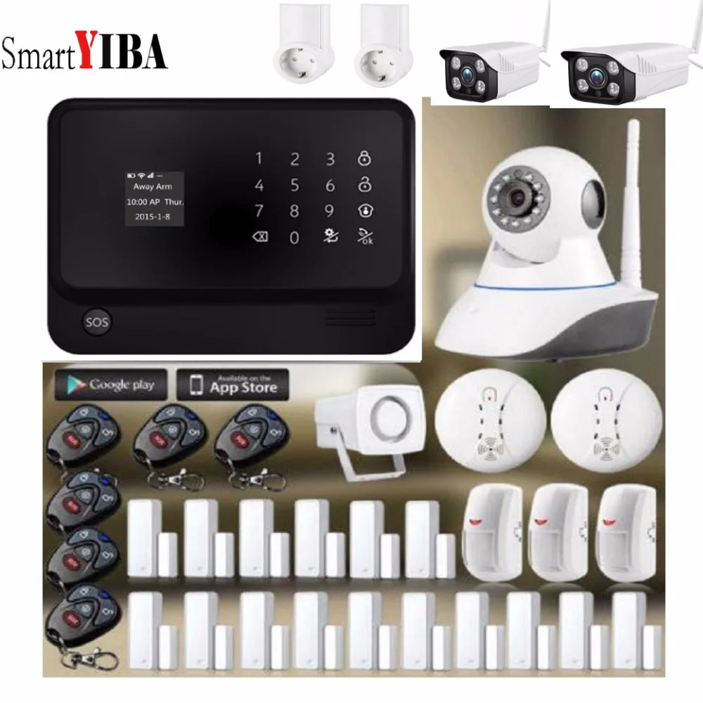 Система видеонаблюдения SmartYIBA охранная сигнализация с Wi Fi GSM GPRS датчиком дыма и