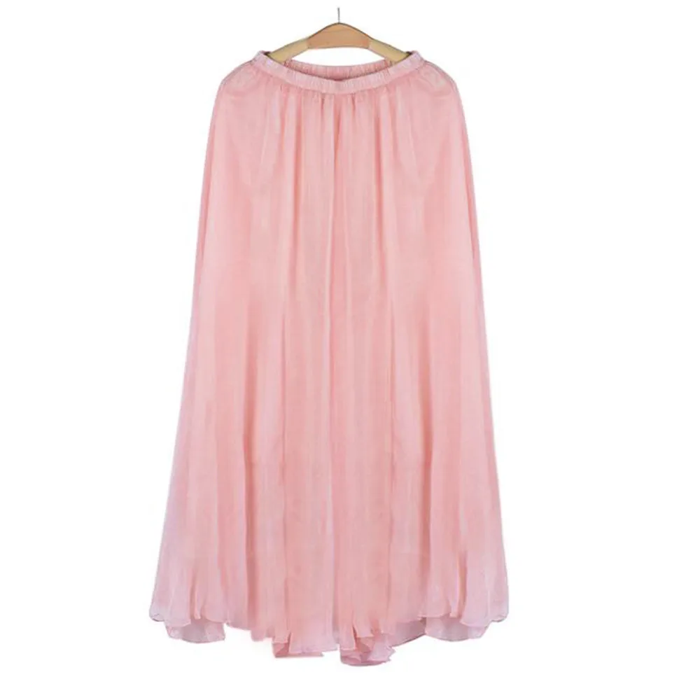 Ostrich летняя Длинная женская юбка богемный бренд шифоновая юбка макси Falda эластичная талия трапециевидная пляжная юбка из вуали D0935