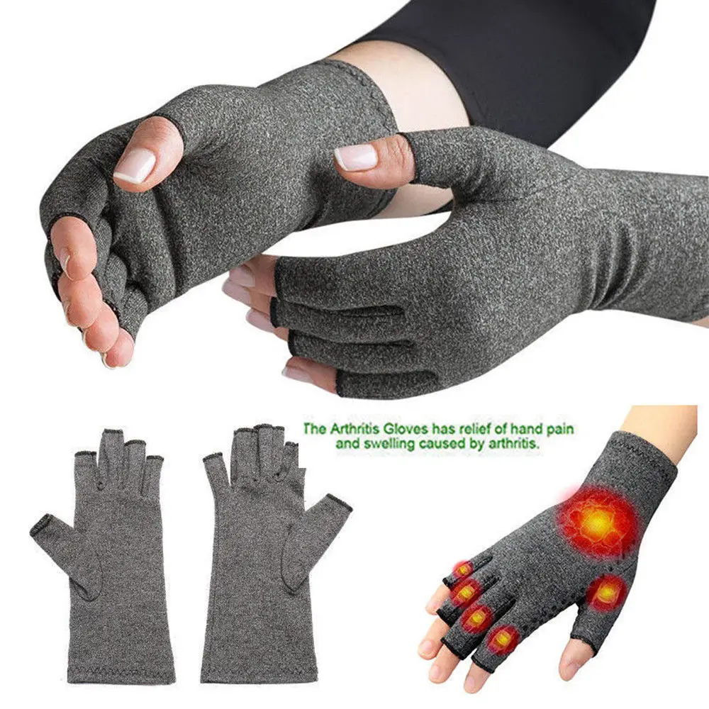A Pair Copper Compression Gloves Hand Fingers Arthritis Joint Pain Carpal Brace Glovesin Gloves