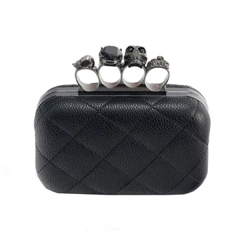 

110318 new hot women skull ring hand bag female chain day clutches bag